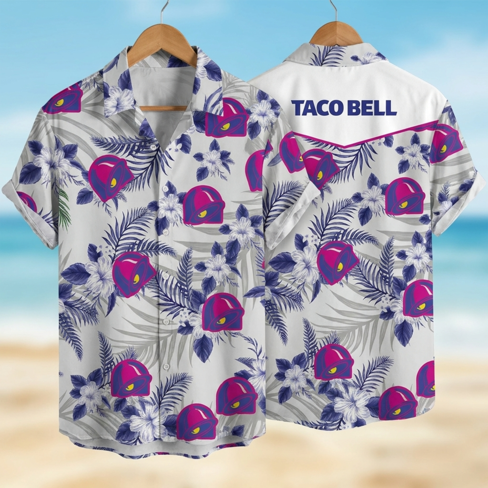Taco Bell Tropical Flower Aloha Hawaiian Shirts, Summer Hawaiian Beach Day Hawaiian Shirt