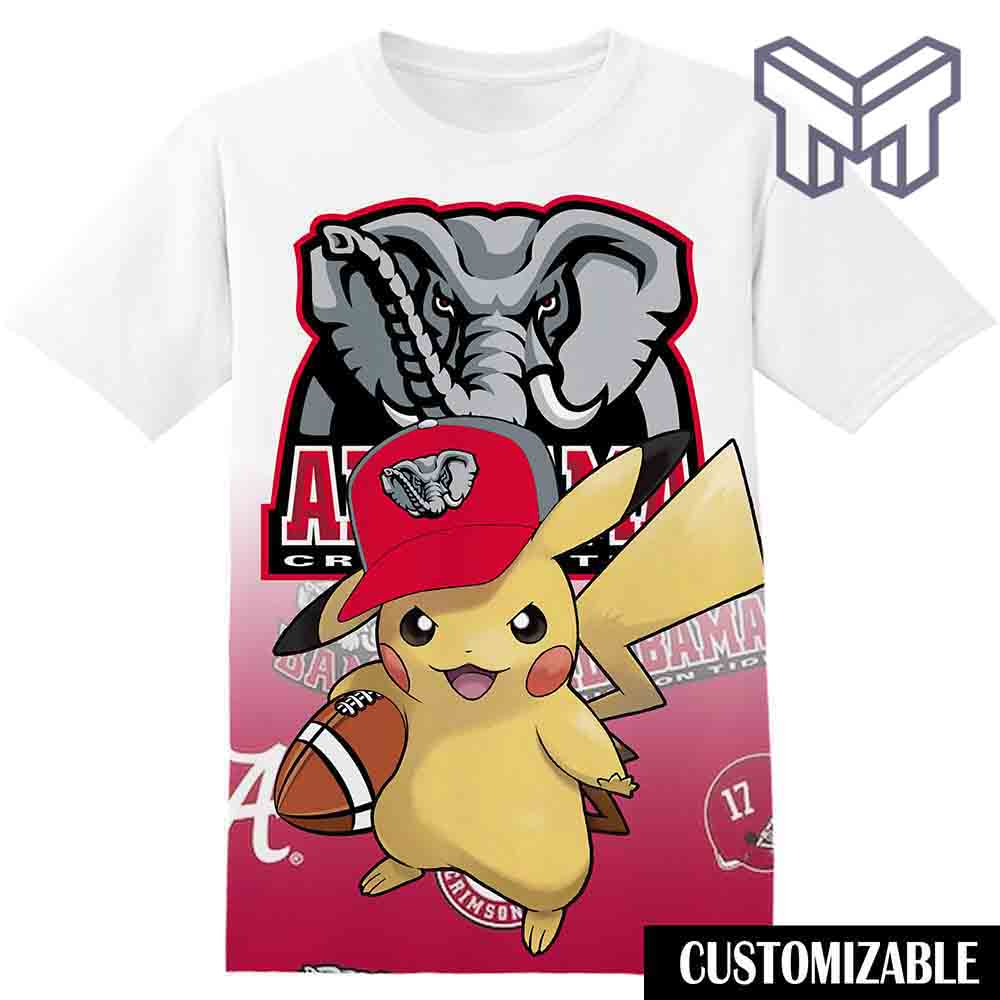 Alabama Crimson Tide Football Pokemon Pikachu 3D T-Shirt ,All Over 3D Printed Shirts