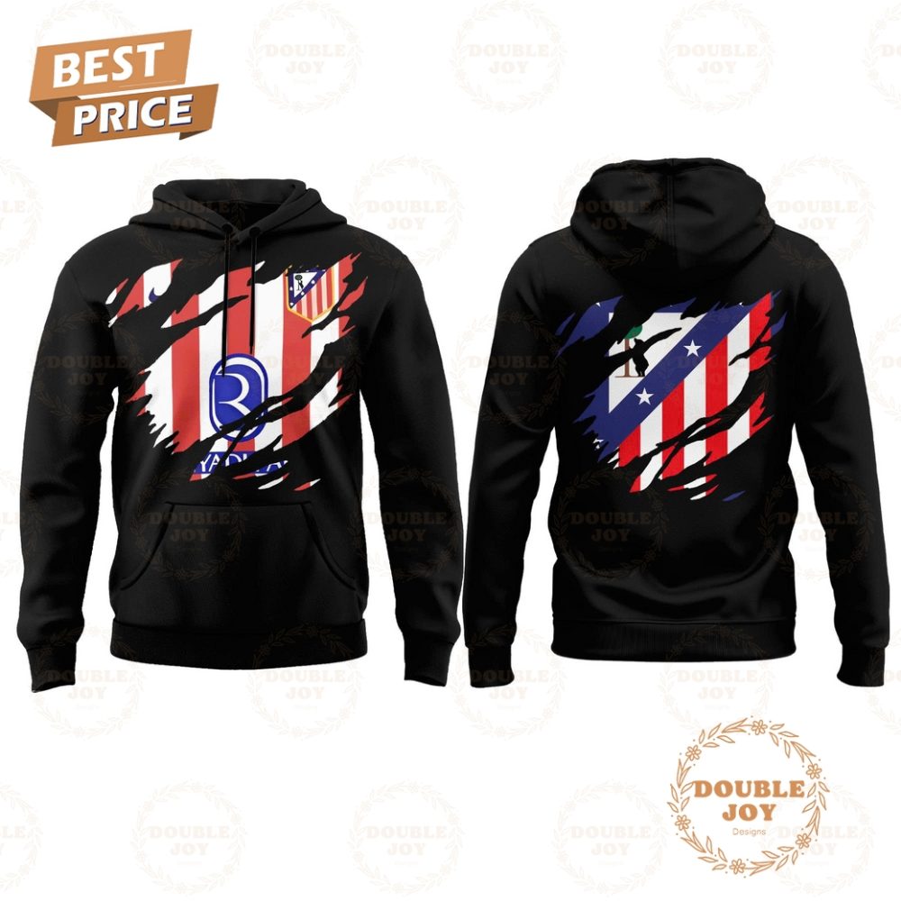 Atlético Madrid Ripped Slash Pattern Black Special Edition Hoodie - Image 2