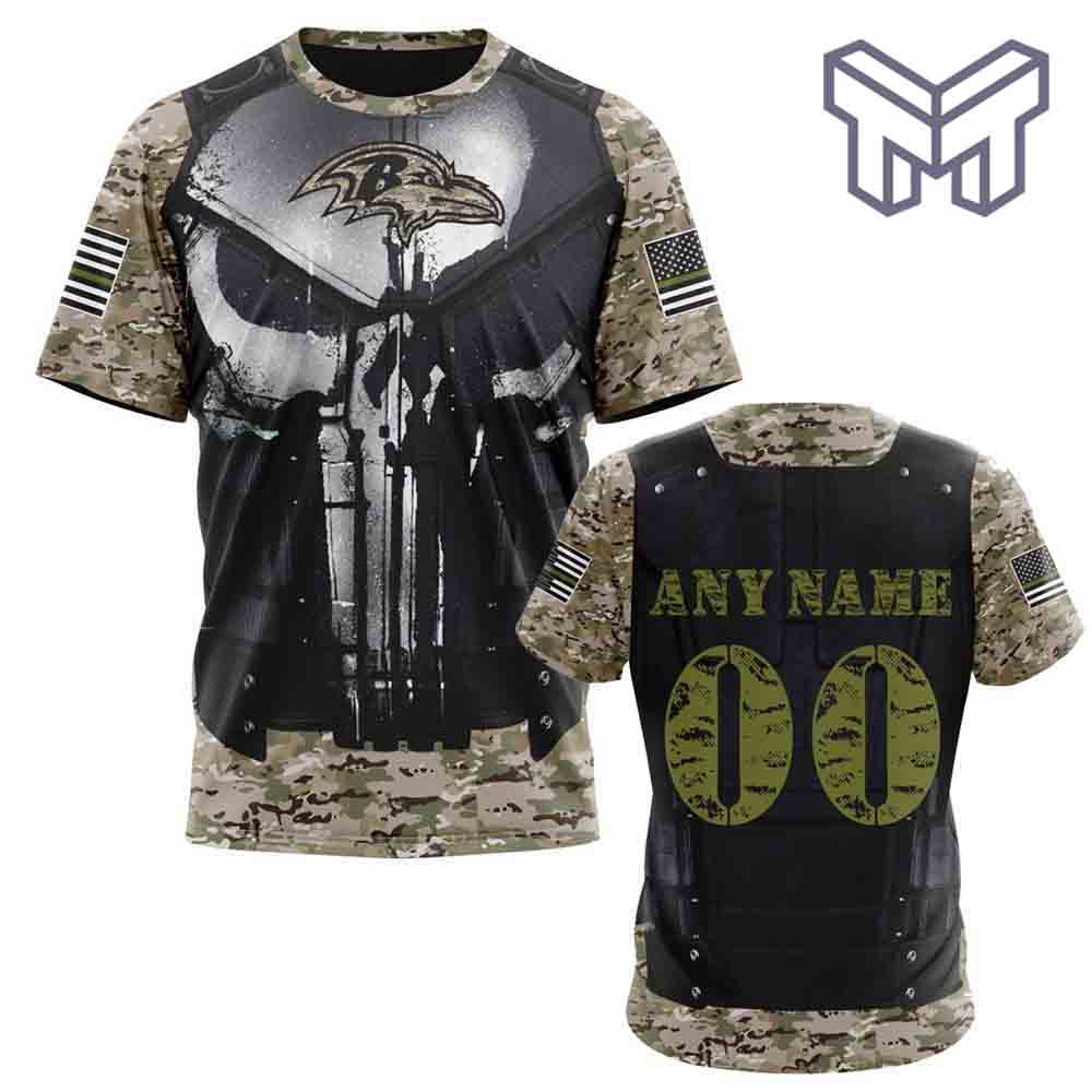 Baltimore Ravens T-Shirt Camo Custom Name &Amp Number, 3D All Over Printed Shirts