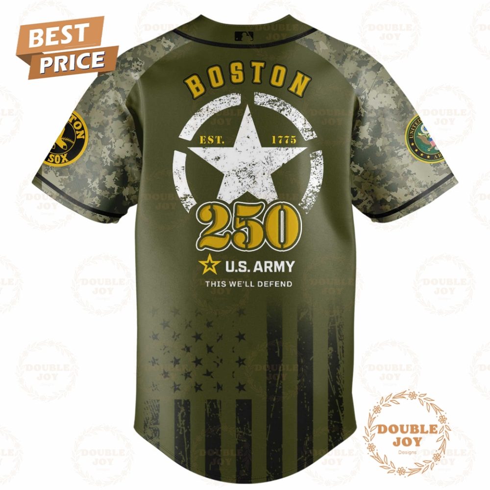 Boston Red Sox U.S. Army'S 250Th Limited Edition Baseball Jersey - Image 3