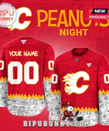Calgary Flames 75Th Anniversary Peanuts Snoopy Hockey Jersey