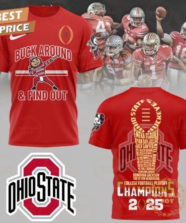 College Football Playoff Champions 2025 Ohio State Buckeyes Ncaa, Buck Around And Find Out T-Shirt, Hoodie - Red