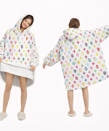 Colourful Louis Vuitton Blanket Hoodie , Cozy Wearable Blanket Hoodie