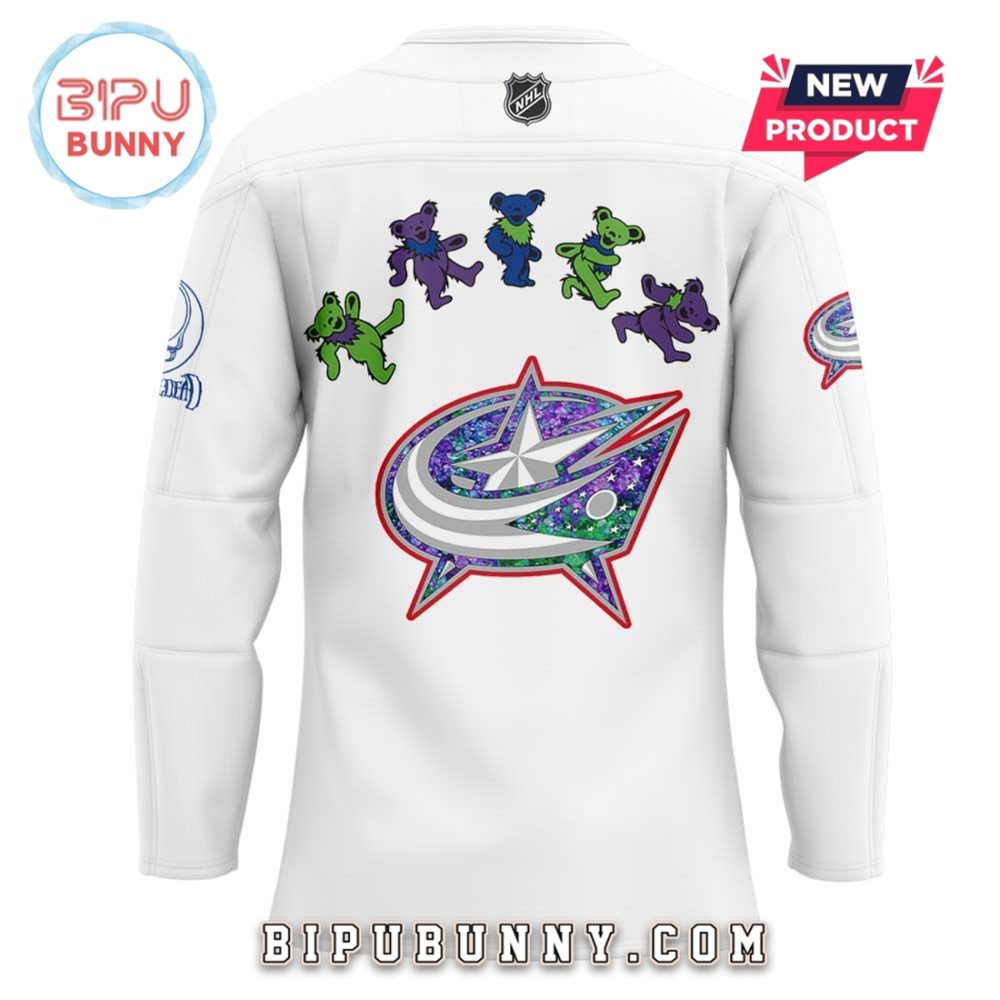 Columbus Blue Jackets Grateful Dead Night Hockey Jersey - Image 3