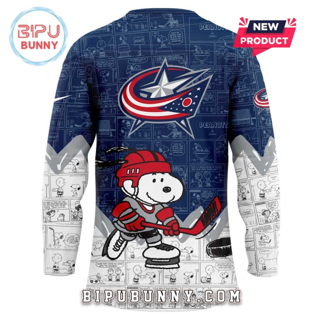 Columbus Blue Jackets Peanuts Night 2025 Hockey Jersey - Image 3