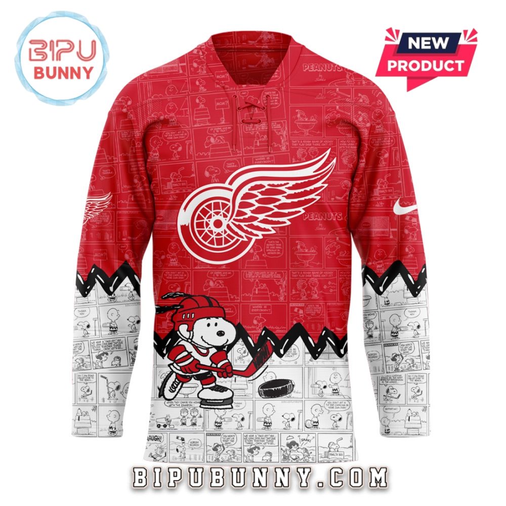 Detroit Red Wings 75Th Anniversary Peanuts Hockey Jersey - Image 2