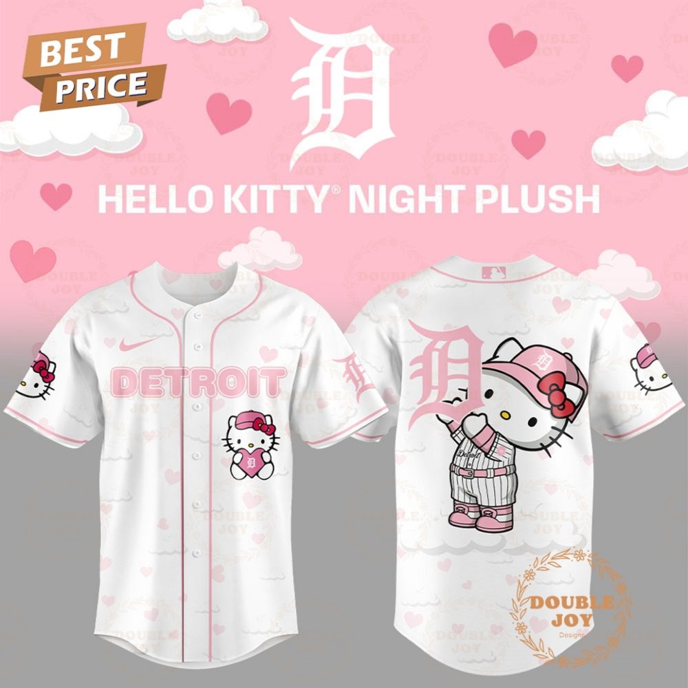 Detroit Tigers Hello Kitty Night Plush 2025 Special Edition Baseball Jersey