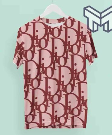 Dior Shirt,Dior Red Logo Pink Luxury Brand Premium T-Shirt Outfit For Men Women