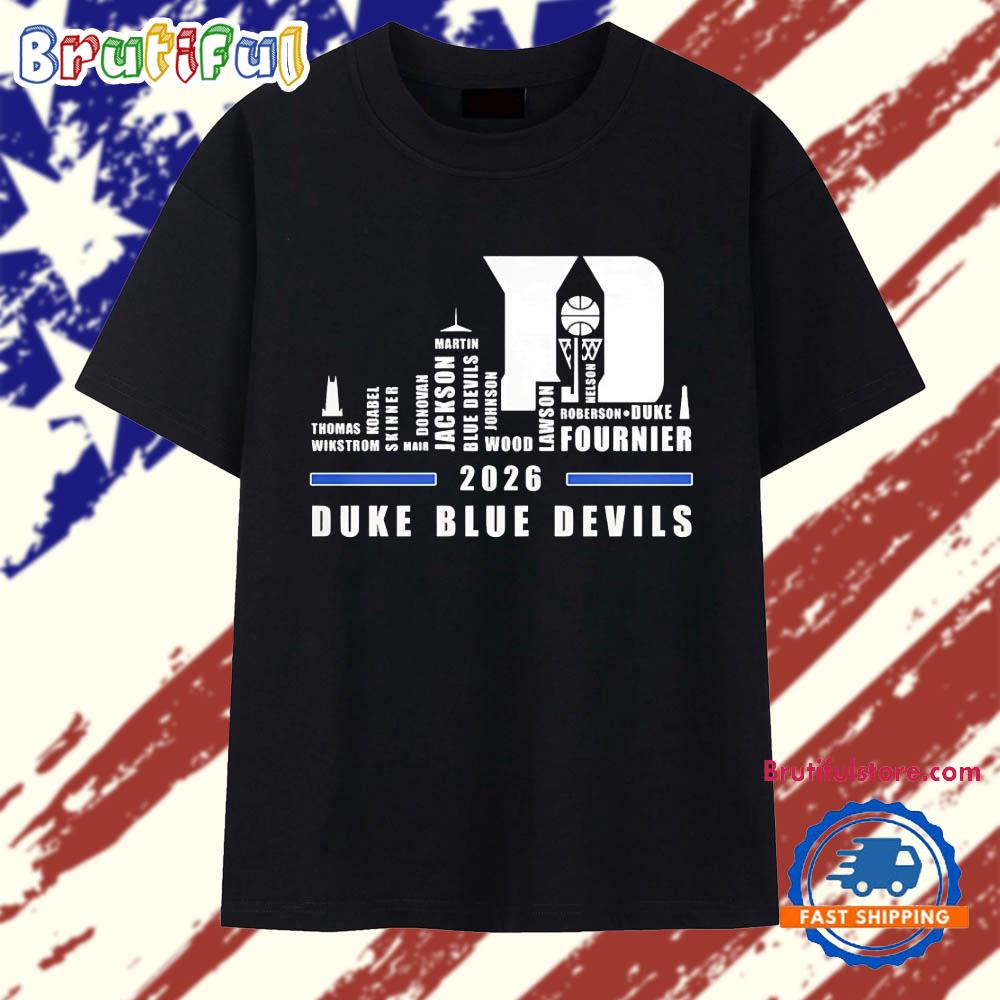 Duke Blue Devils Name Players City Skyline Shape 2026 Logo T Shirt
