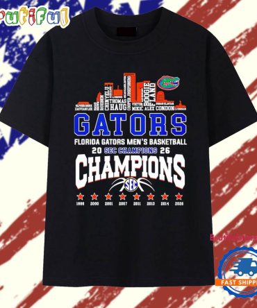 Florida Gators Men’S Basketball 2026 Sec Champions 8 Time City Skyline T Shirt