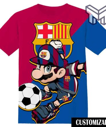 Football Fc Barcelona Super Mario 3D T-Shirt ,All Over 3D Printed Shirts