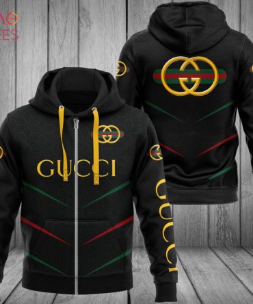 Hot Gucci Gold Logo Luxury 3D Hoodie Limited Edition