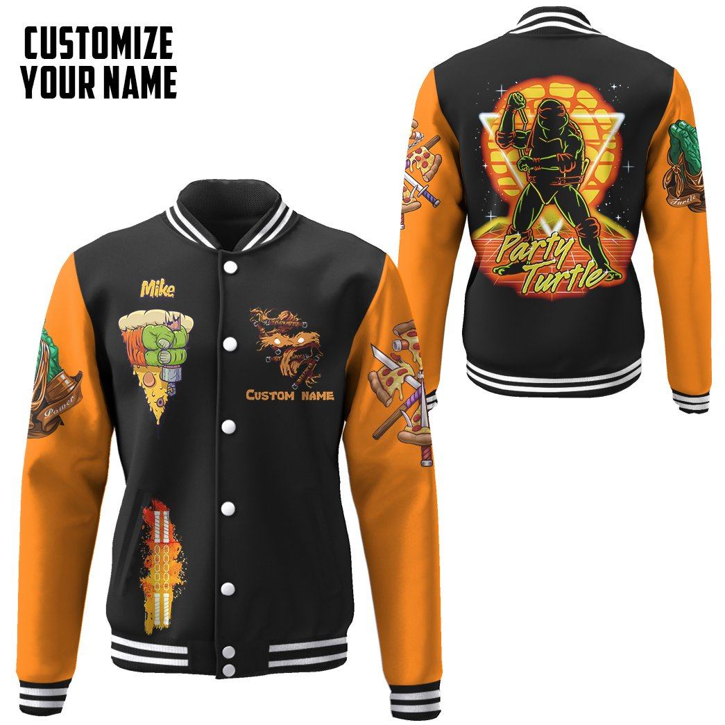 Orange Michelangelo Tmnt Mike Mikey Cosplay Custom Name Baseball Jacket