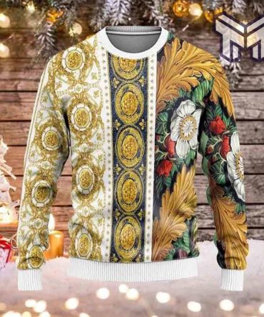 Gianni Versace Flowers 3D Ugly Sweater Luxury Brand Clothing Clothes Outfit
