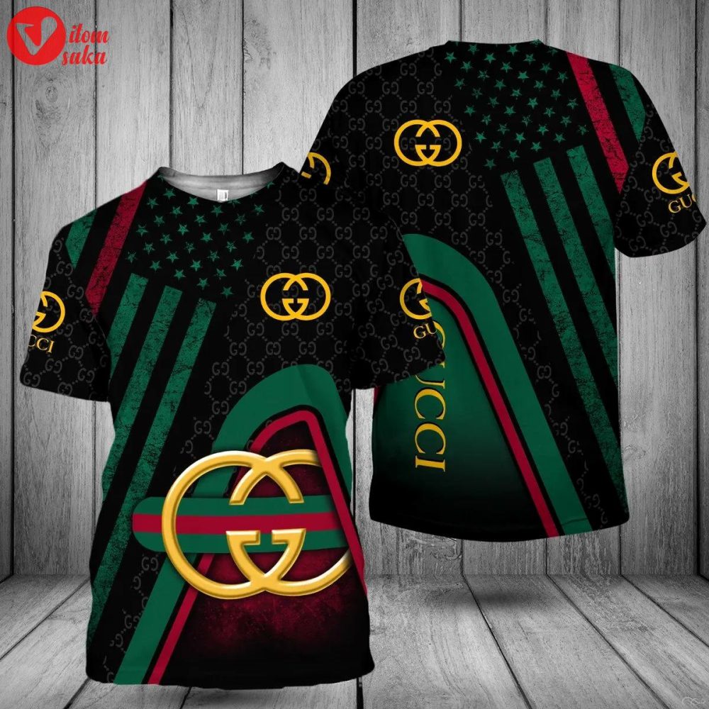 Gucci Black Green Luxury Brand T-Shirt For Men Women