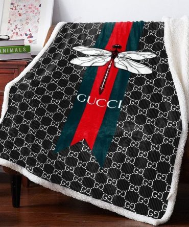 Gucci Dragonfly Black Limited Editition Fleece Blankets 010