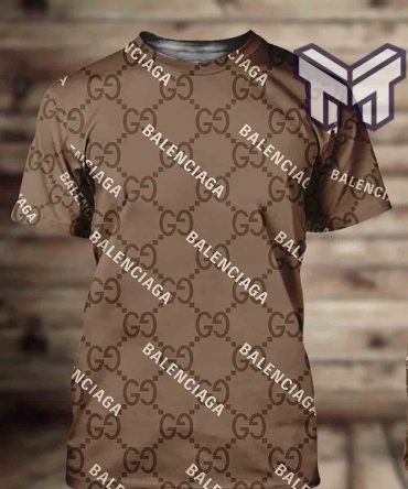 Gucci Shirt, Gucci Balenciaga Brown Luxury Brand T-Shirt Outfit For Men Women