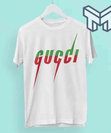 Gucci Shirt, Gucci Red Green Logo White Luxury Brand T-Shirt Gift For Men Women