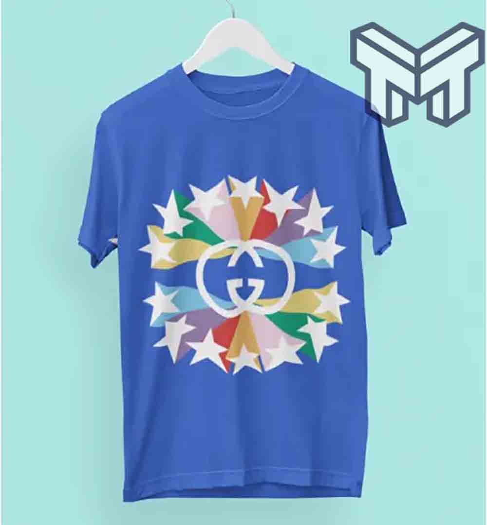Gucci Shirt, Gucci Star Blue Luxury Brand T-Shirt Gift For Men Women - Image 2
