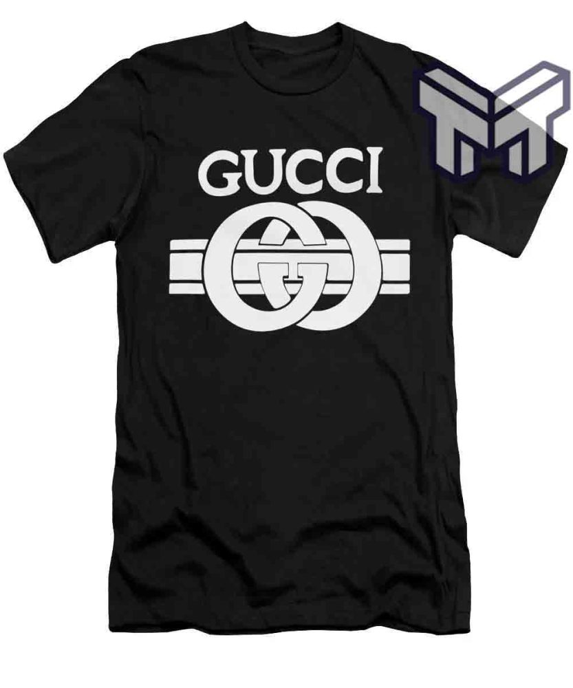 Gucci Shirt, Gucci White Logo Black Luxury Brand T-Shirt Gift For Men Women Special Gift - Image 2