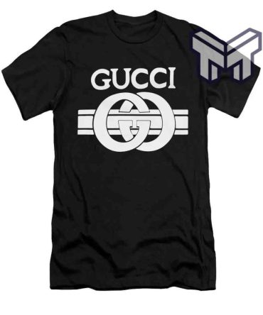 Gucci Shirt, Gucci White Logo Black Luxury Brand T-Shirt Gift For Men Women Special Gift