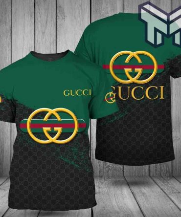 Gucci Shirt, Gucci Yellow Logo Green Black Luxury Brand T-Shirt Outfit For Men Women