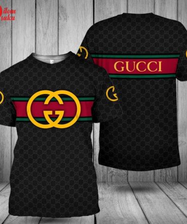 Gucci Yellow Logo Black Luxury Brand T-Shirt Outfit For Men Women