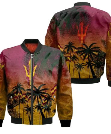 Arizona State Sun Devils Bomber Jacket 3D Printed Coconut Tree Tropical Grunge