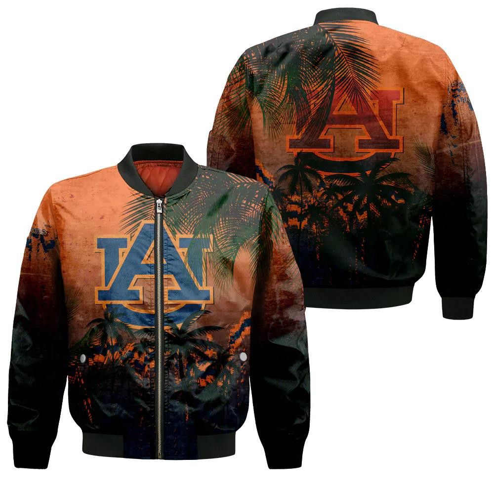 Auburn Tigers Bomber Jacket 3D Printed Coconut Tree Tropical Grunge