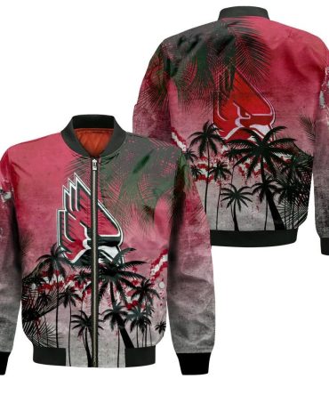Ball State Cardinals Bomber Jacket 3D Printed Coconut Tree Tropical Grunge