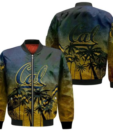 California Golden Bears Bomber Jacket 3D Printed Coconut Tree Tropical Grunge