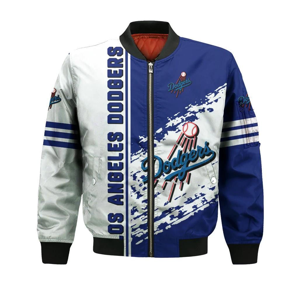 Los Angeles Dodgers Bomber Jacket 3D Printed Logo Pattern In Team Colours