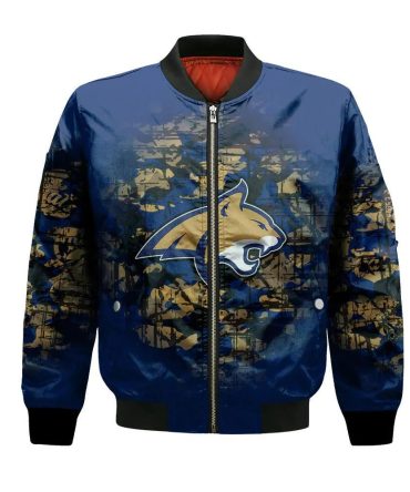 Montana State Bobcats Bomber Jacket 3D Printed Camouflage Vintage