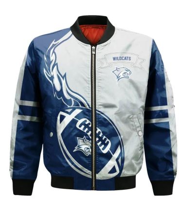 New Hampshire Wildcats Bomber Jacket 3D Printed Flame Ball Pattern