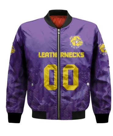 Western Illinois Leathernecks Bomber Jacket 3D Printed Team Logo Custom Text And Number