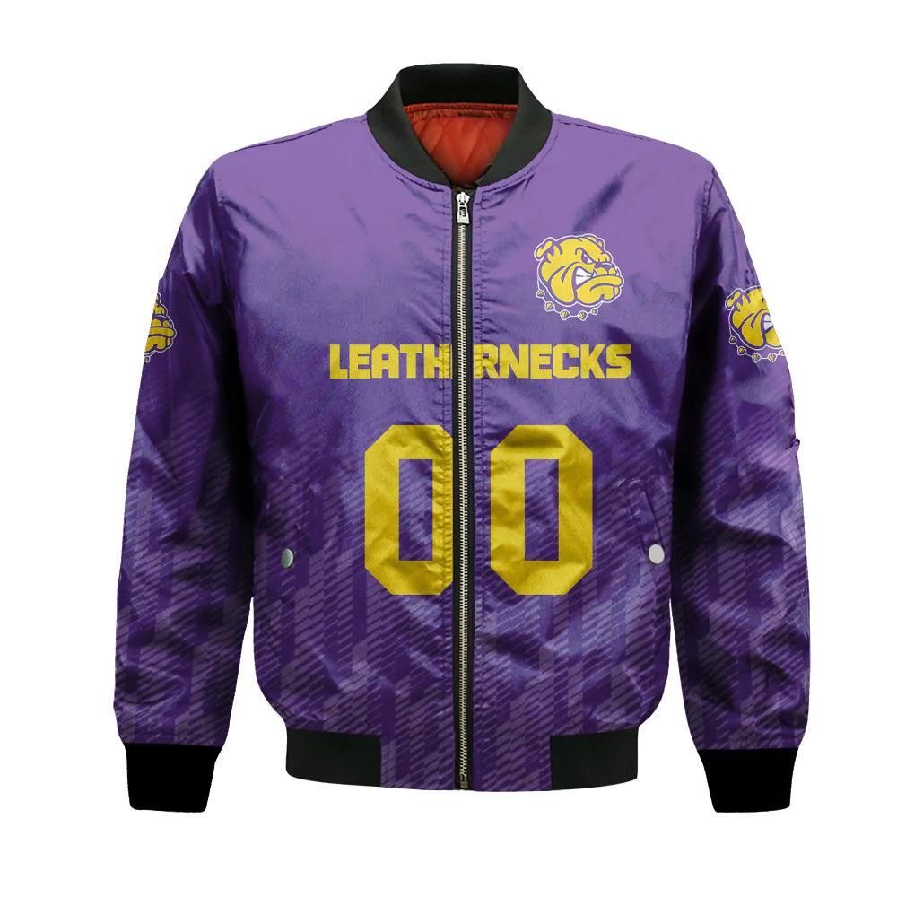 Western Illinois Leathernecks Bomber Jacket 3D Printed Team Logo Custom Text And Number