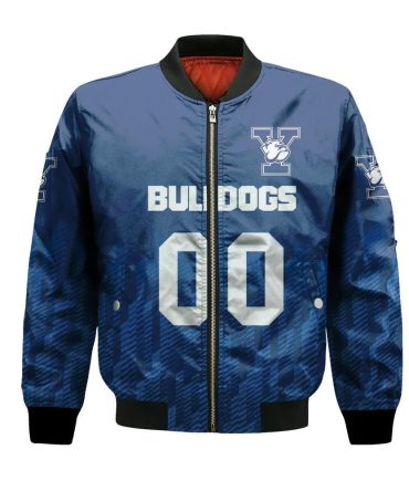 Yale Bulldogs Bomber Jacket 3D Printed Team Logo Custom Text And Number