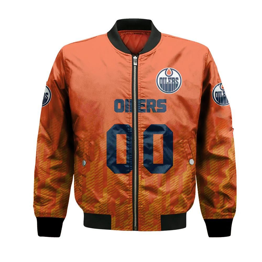 Edmonton Oilers Bomber Jacket 3D Printed Team Logo Custom Text And Number