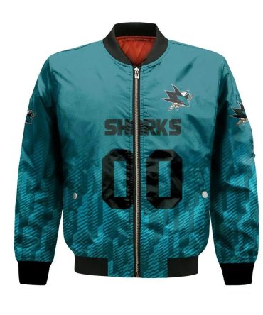 San Jose Sharks Bomber Jacket 3D Printed Team Logo Custom Text And Number