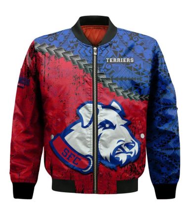 St. Francis Brooklyn Terriers Bomber Jacket 3D Printed Grunge Polynesian Tattoo