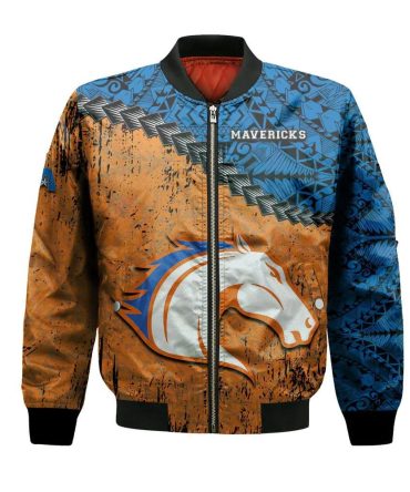 Texas-Arlington Mavericks Bomber Jacket 3D Printed Grunge Polynesian Tattoo