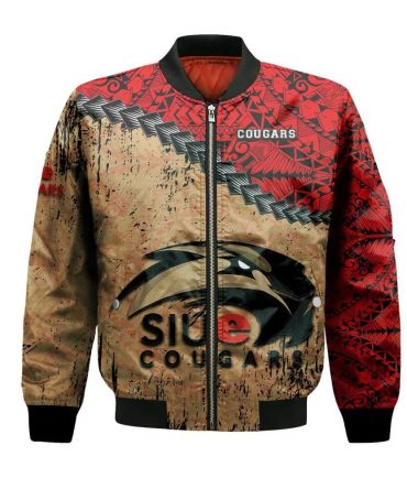 Siu Edwardsville Cougars Bomber Jacket 3D Printed Grunge Polynesian Tattoo