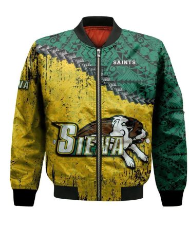 Siena Saints Bomber Jacket 3D Printed Grunge Polynesian Tattoo
