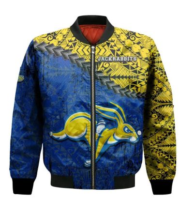 South Dakota State Jackrabbits Bomber Jacket 3D Printed Grunge Polynesian Tattoo