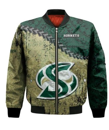 Sacramento State Hornets Bomber Jacket 3D Printed Grunge Polynesian Tattoo