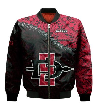 San Diego State Aztecs Bomber Jacket 3D Printed Grunge Polynesian Tattoo