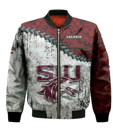Southern Illinois Salukis Bomber Jacket 3D Printed Grunge Polynesian Tattoo