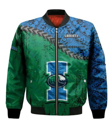 Texas A&M-Corpus Christi Bomber Jacket 3D Printed Grunge Polynesian Tattoo