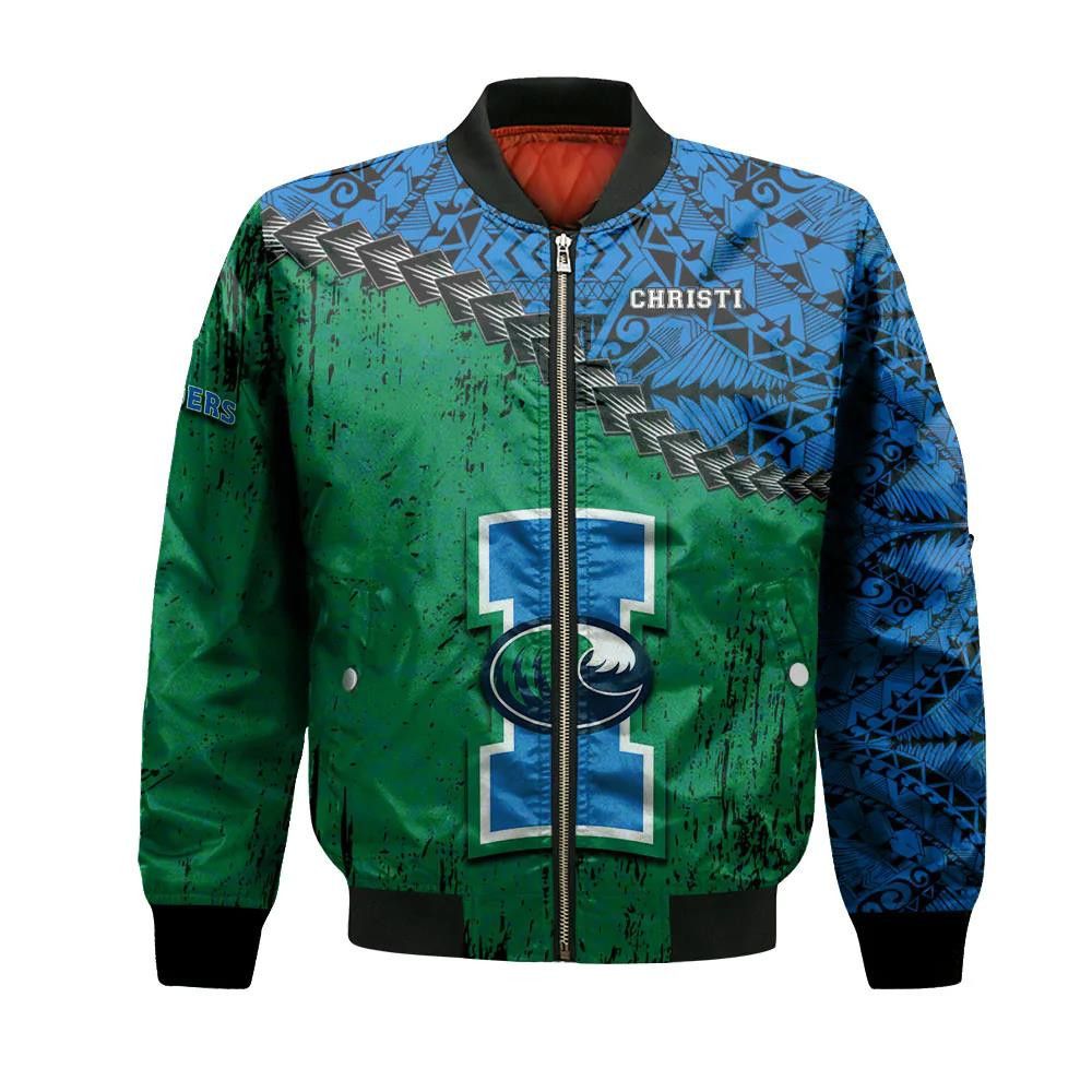 Texas A&M-Corpus Christi Bomber Jacket 3D Printed Grunge Polynesian Tattoo